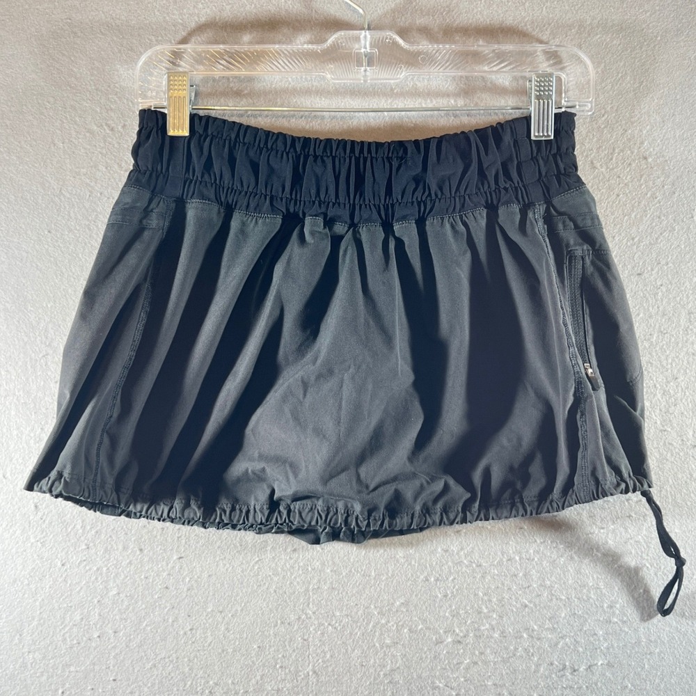 752 |Lululemon Run Pace Setter Pleated Athletic Tennis Skort Skirt Black Women 6